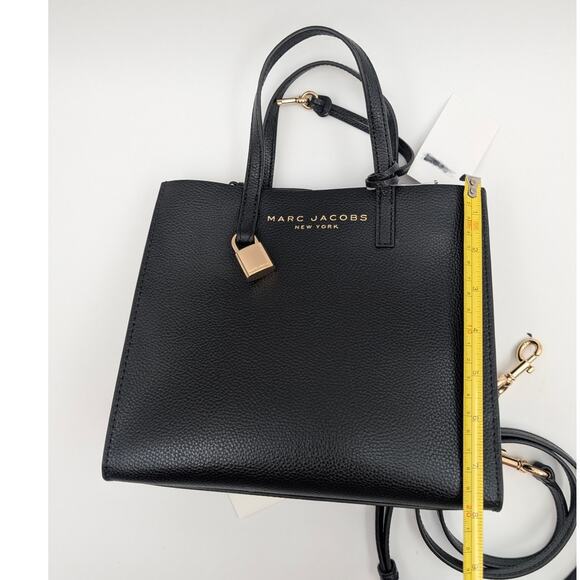 Marc Jacobs Mini Grind Coated Leather Tote Bags Zip Pockets Black M0015685 - Picture 12 of 16